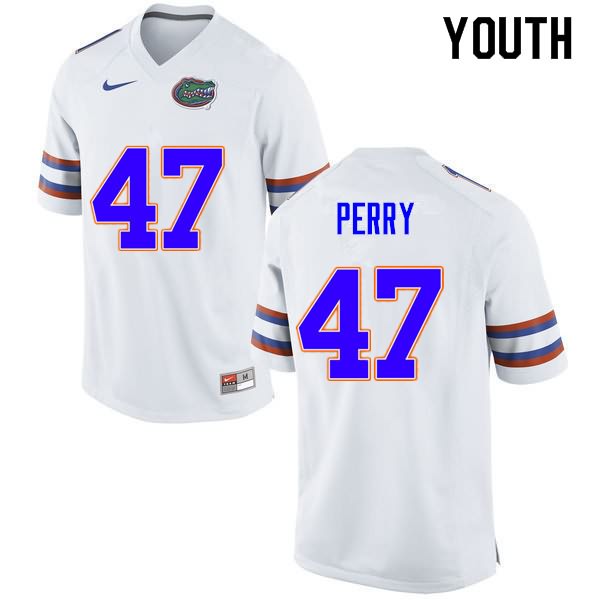 NCAA Florida Gators Austin Perry Youth #47 Nike White Stitched Authentic College Football Jersey GJJ5564WD